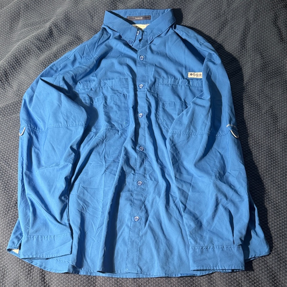 Columbia Men's Blue PFG Tamiami Fishing Shirt